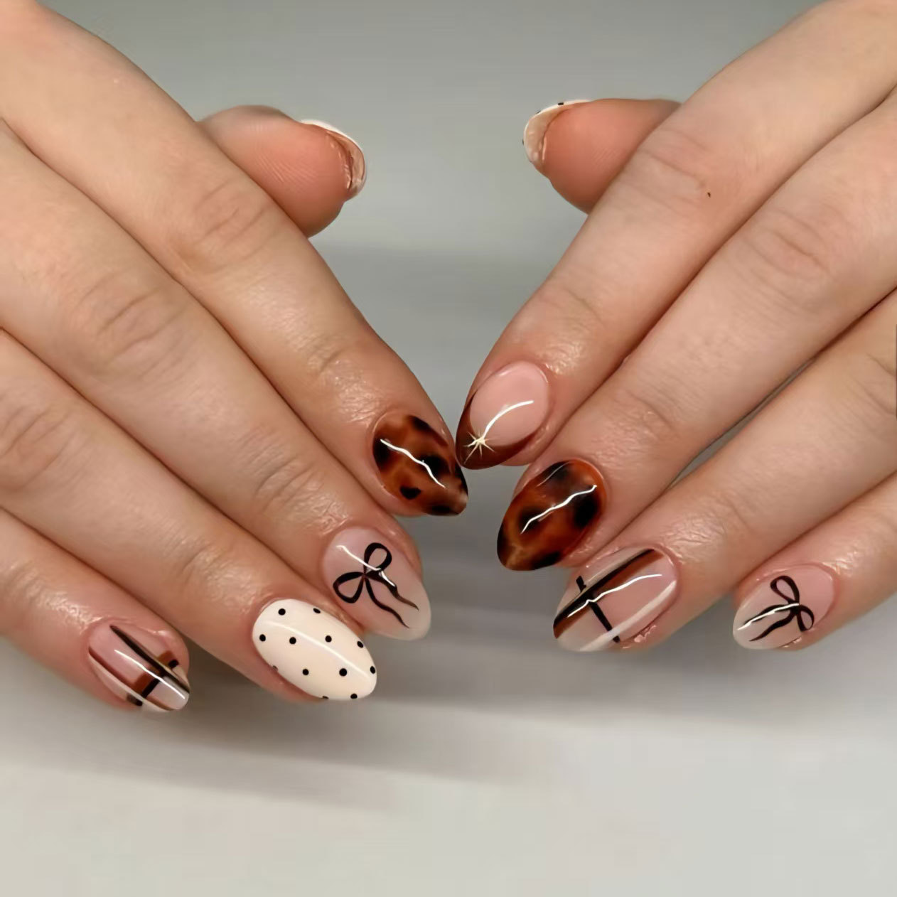 24pcs Flower False Nails Brown - Pressed Flower Art 评论和价格
