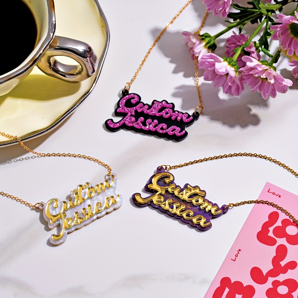 Personalized double-layer acry - Name Necklace Custom 评论和价格