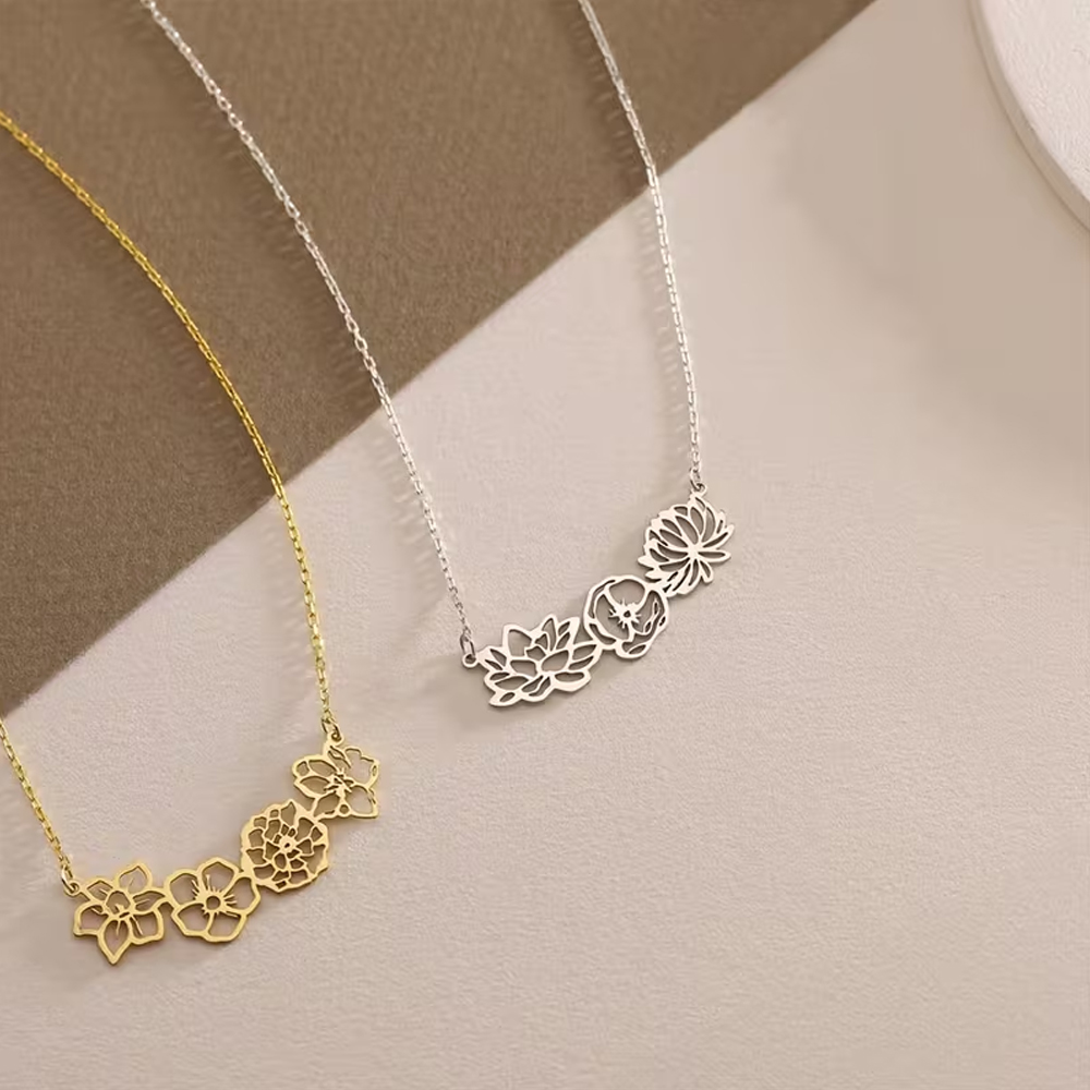 Custom Birth Flowers Necklace  - Birth Flower Necklace 评论和价格