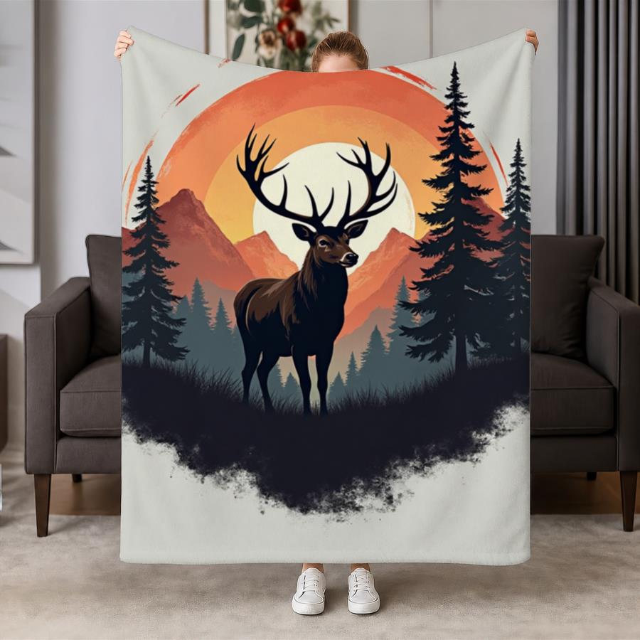 Vintage Stag And Mountain Suns - Family Tree Print 评论和价格