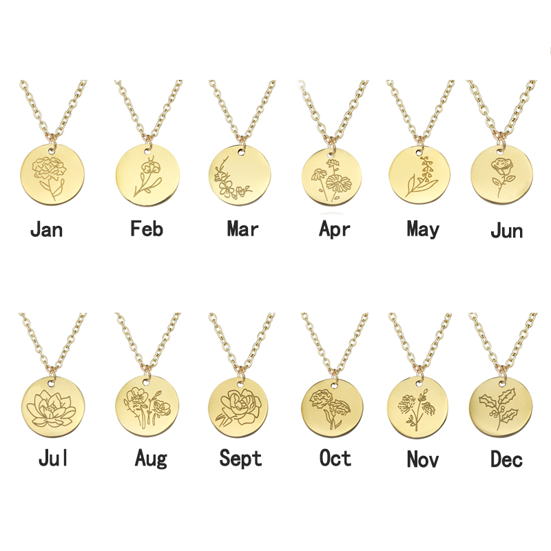Titanium Steel December Flower - Birth Flower Necklace 评论和价格