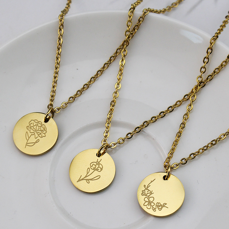 Titanium Steel December Flower - Birth Flower Necklace 评论和价格