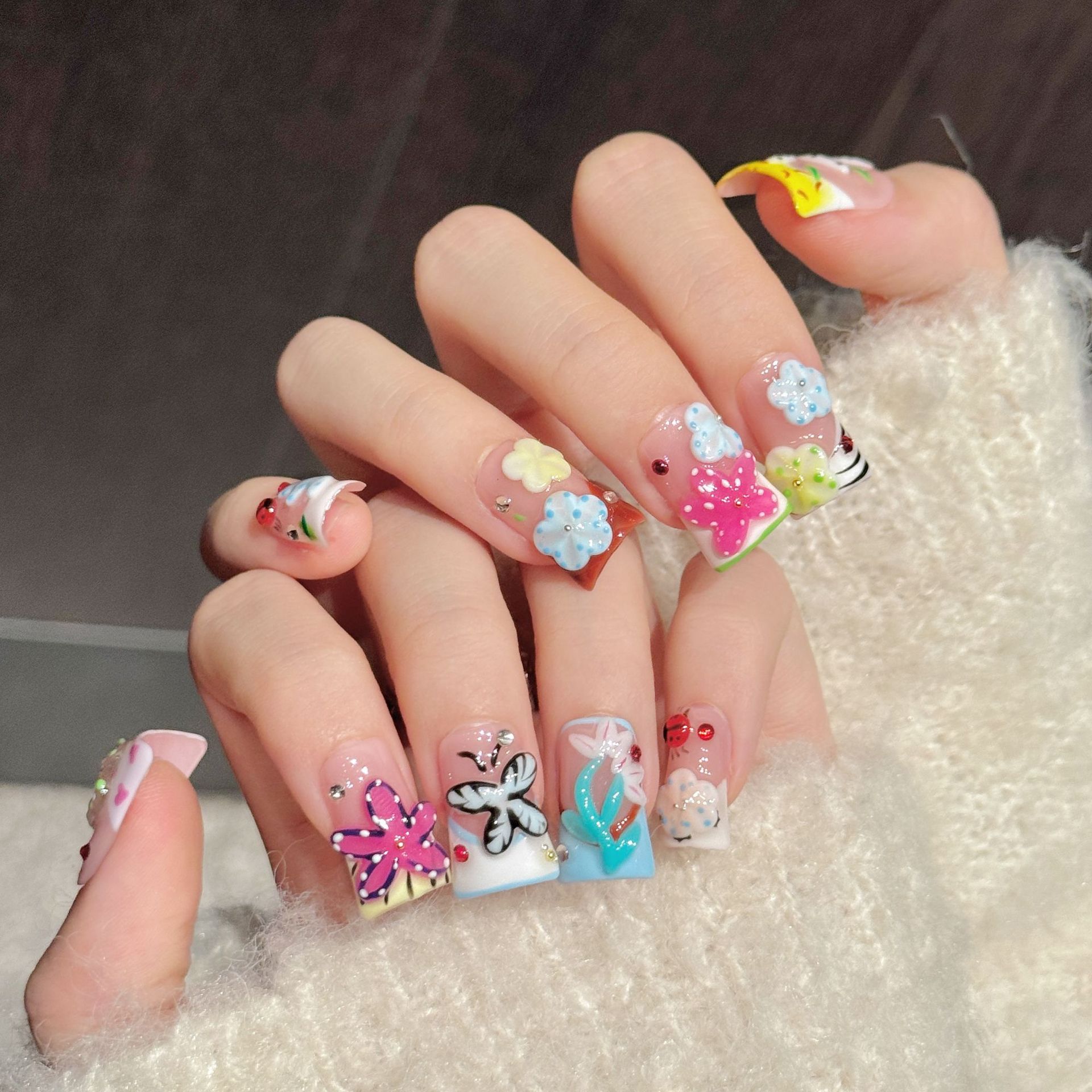 10PCS Duck Handmade Press On N - Pressed Flower Art 评论和价格