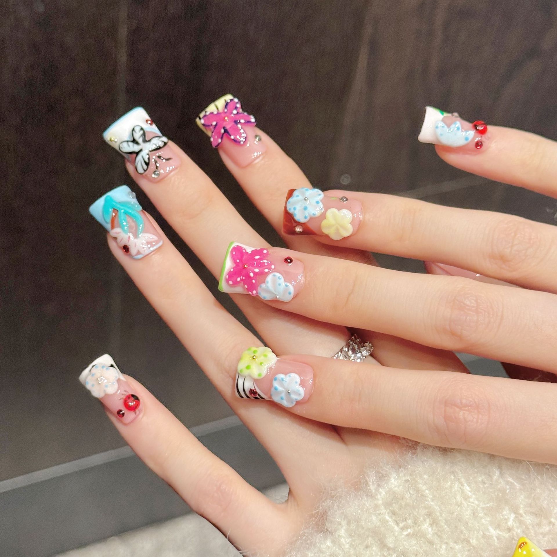 10PCS Duck Handmade Press On N - Pressed Flower Art 评论和价格