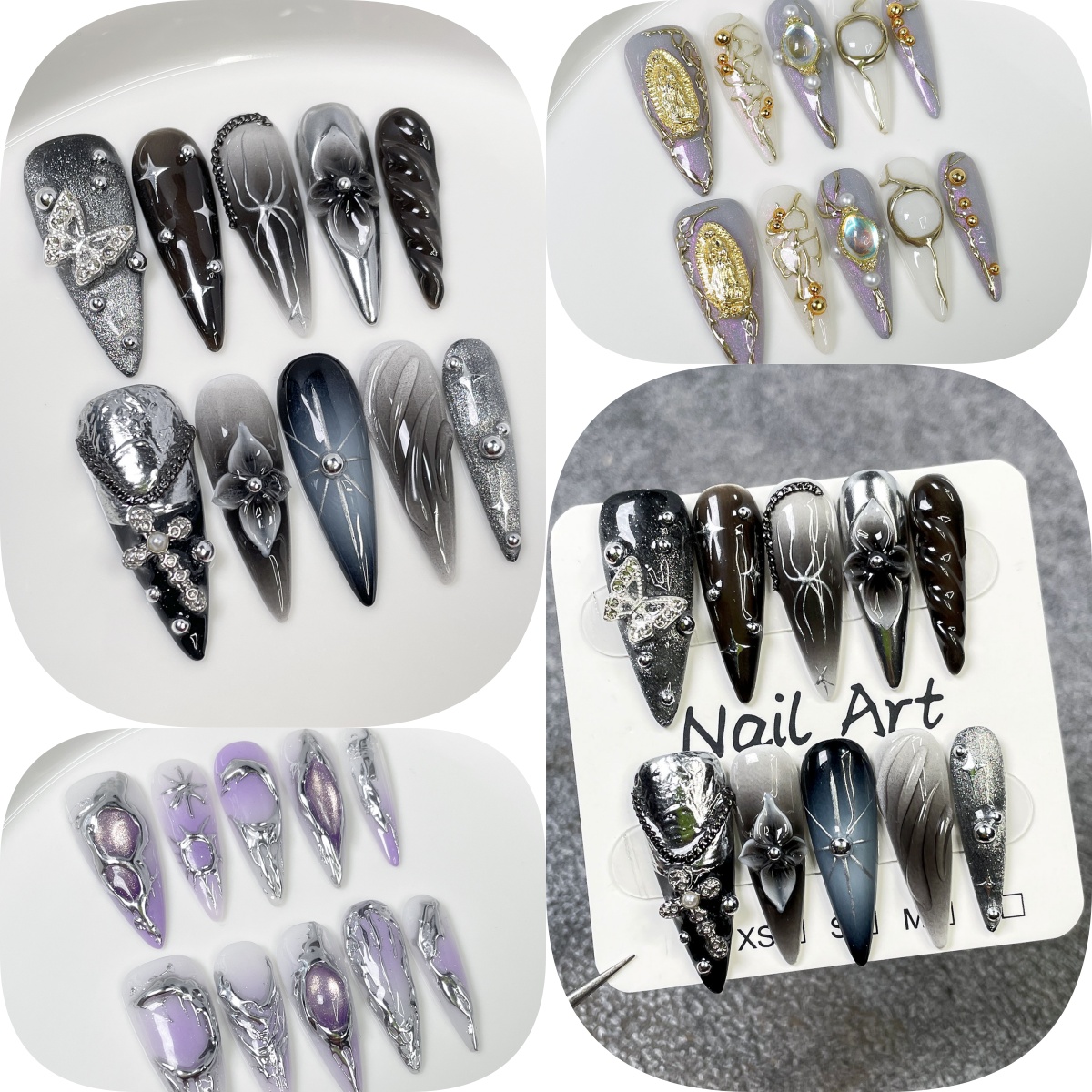 10Pcs Black Gradient Long Stil - Pressed Flower Art 评论和价格
