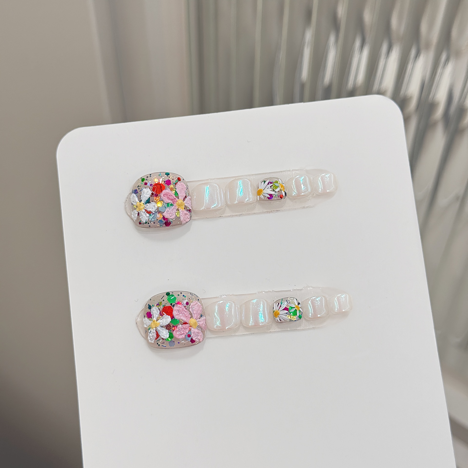 12pcs Handmade Press on Toenai - Pressed Flower Art 评论和价格